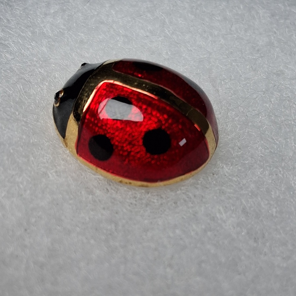 Vintage Carolee Signed Red Enamel Ladybug Pin Lapel Pin Gold Tone Scatter Pin - Picture 4 of 9